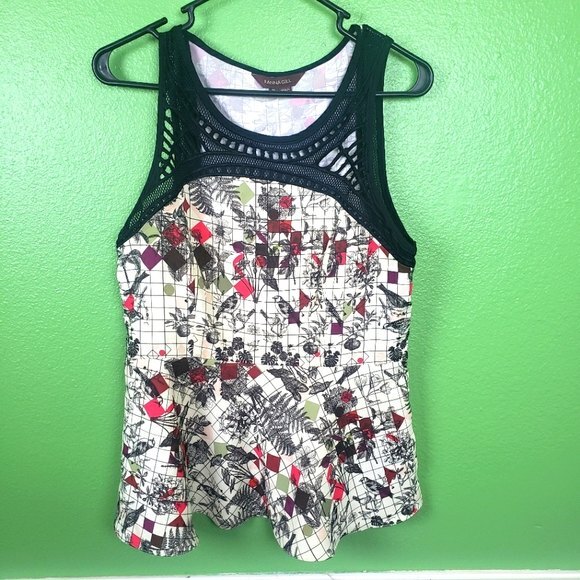 Anthropologie Ranna Gill Boho Bird Geometric Sleeveless Top Size Medium - Picture 1 of 11